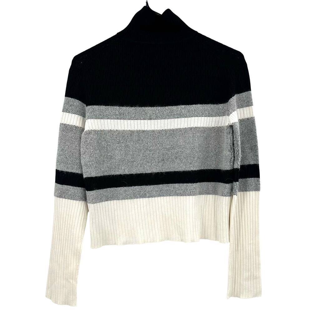 Theory Size Small Pullover Crop Sweater Turtleneck Silk Alpaca Blend Black Gray - Picture 2 of 5